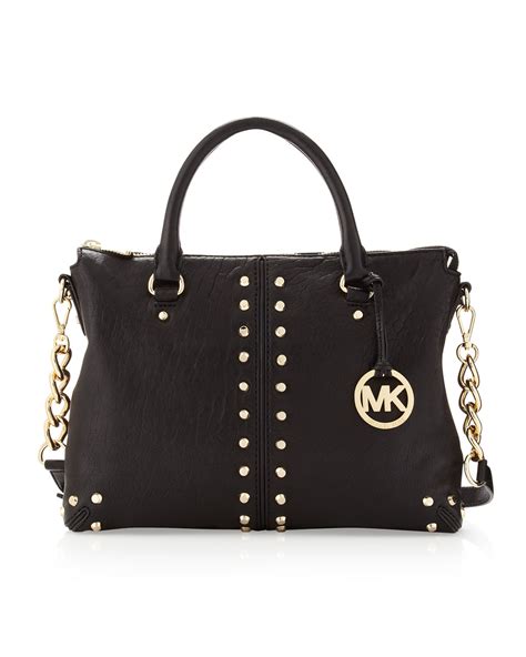 michael kors black studded shoulder bag|black Michael Kors purse tote.